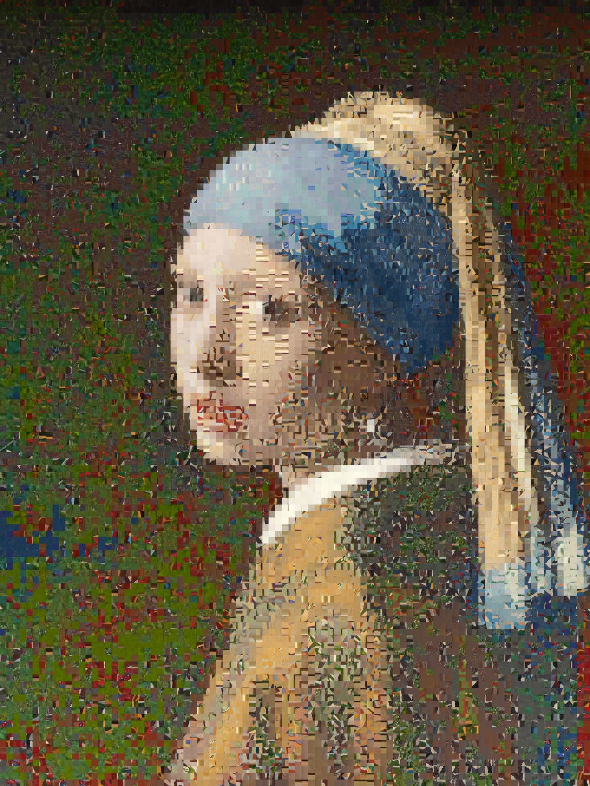La Jeune Fille à la perle de Johannes Vermeer en mosaïque